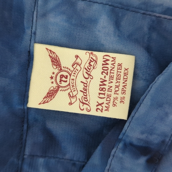 FADED GLORY BLUE MARBLE TIE DYE PRINT TOP SIZE 2X - Picture 7 of 12